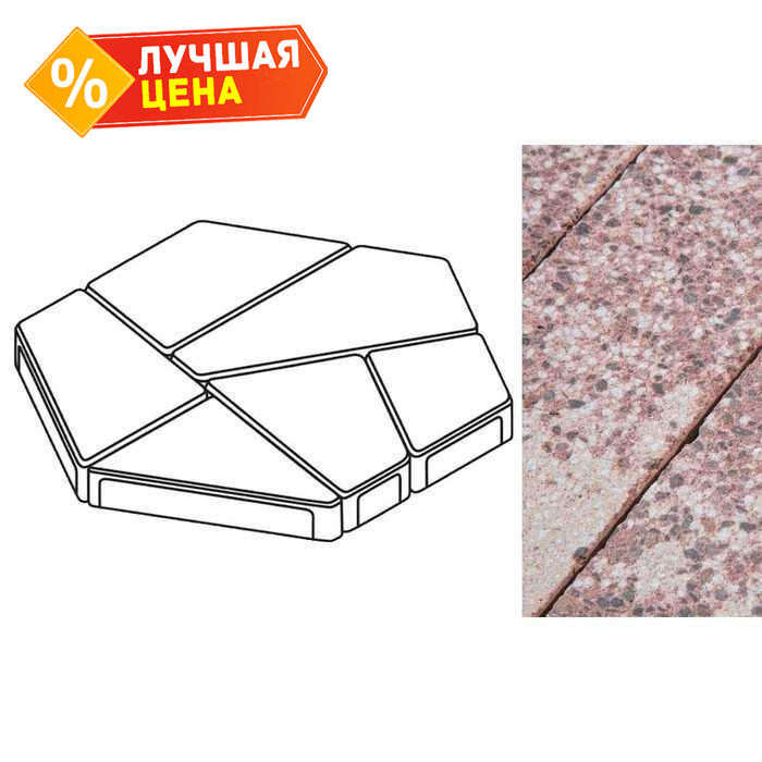 Плита тротуарная Готика Granite FINERRO, полигональ, Сансет, 893x780x80 мм