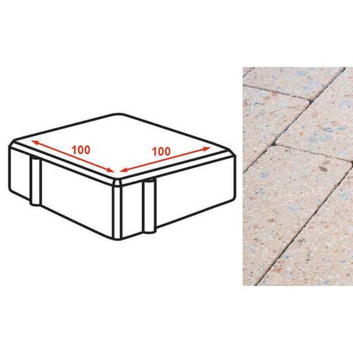 Плита тротуарная Готика Granite FINERRO, квадрат, Павловское 100x100x80 мм